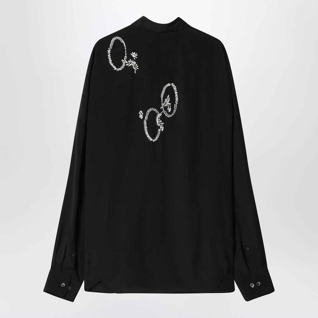 Dries Van Noten - Black shirt with sequin embroidery