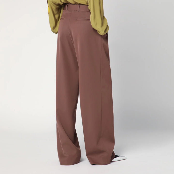 Dries Van Noten - Wide taupe cotton trousers