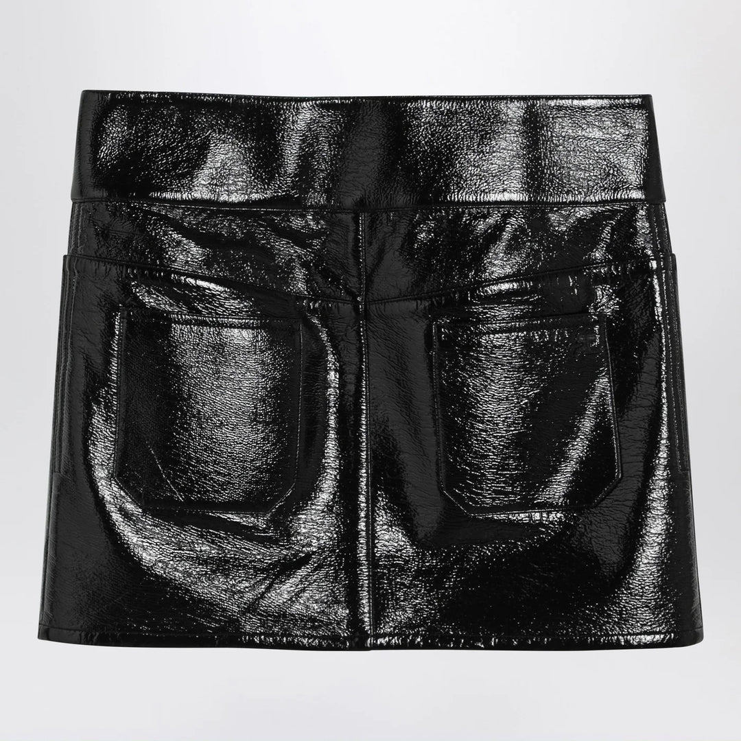 Courrèges - Black Belted Vinyl Mini Skirt