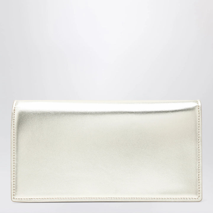 Christian Louboutin - Platinum-coloured leather clutch bag with chain