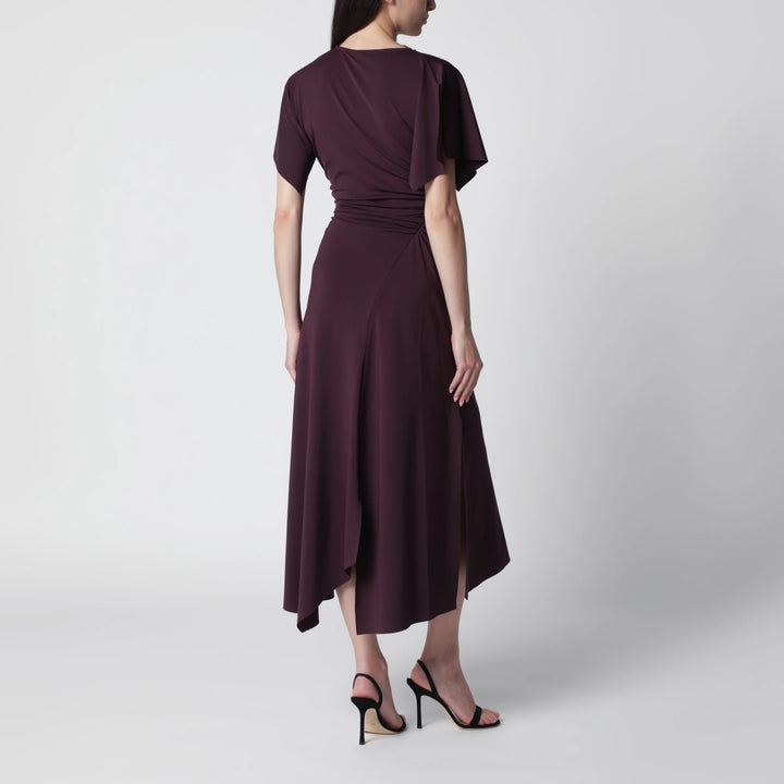 Victoria Beckham - Blackcurrant black draped midi dress