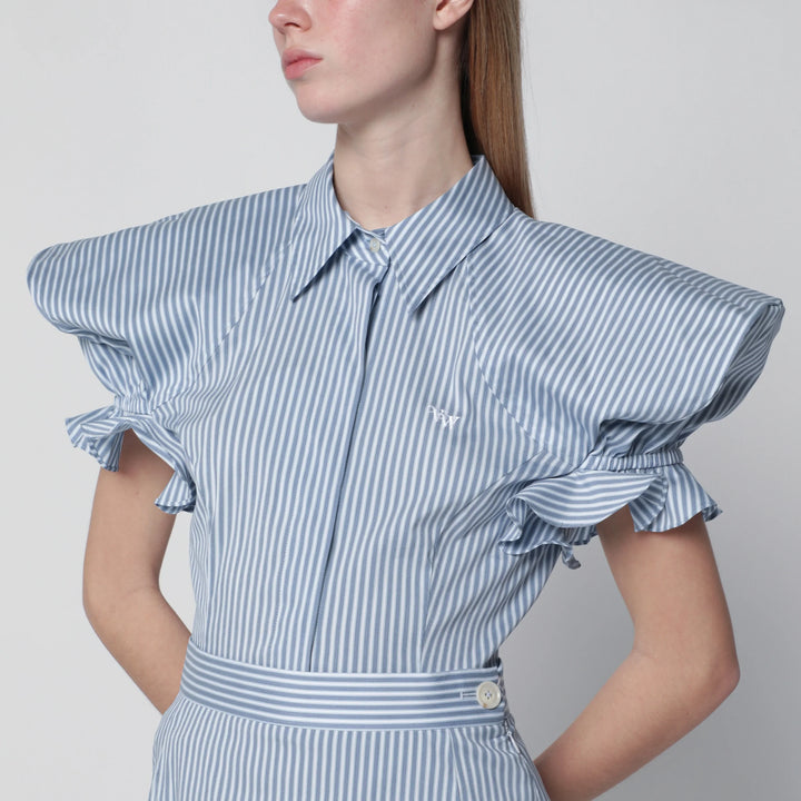Vivienne Westwood - White/light blue striped shirt with wide shoulders