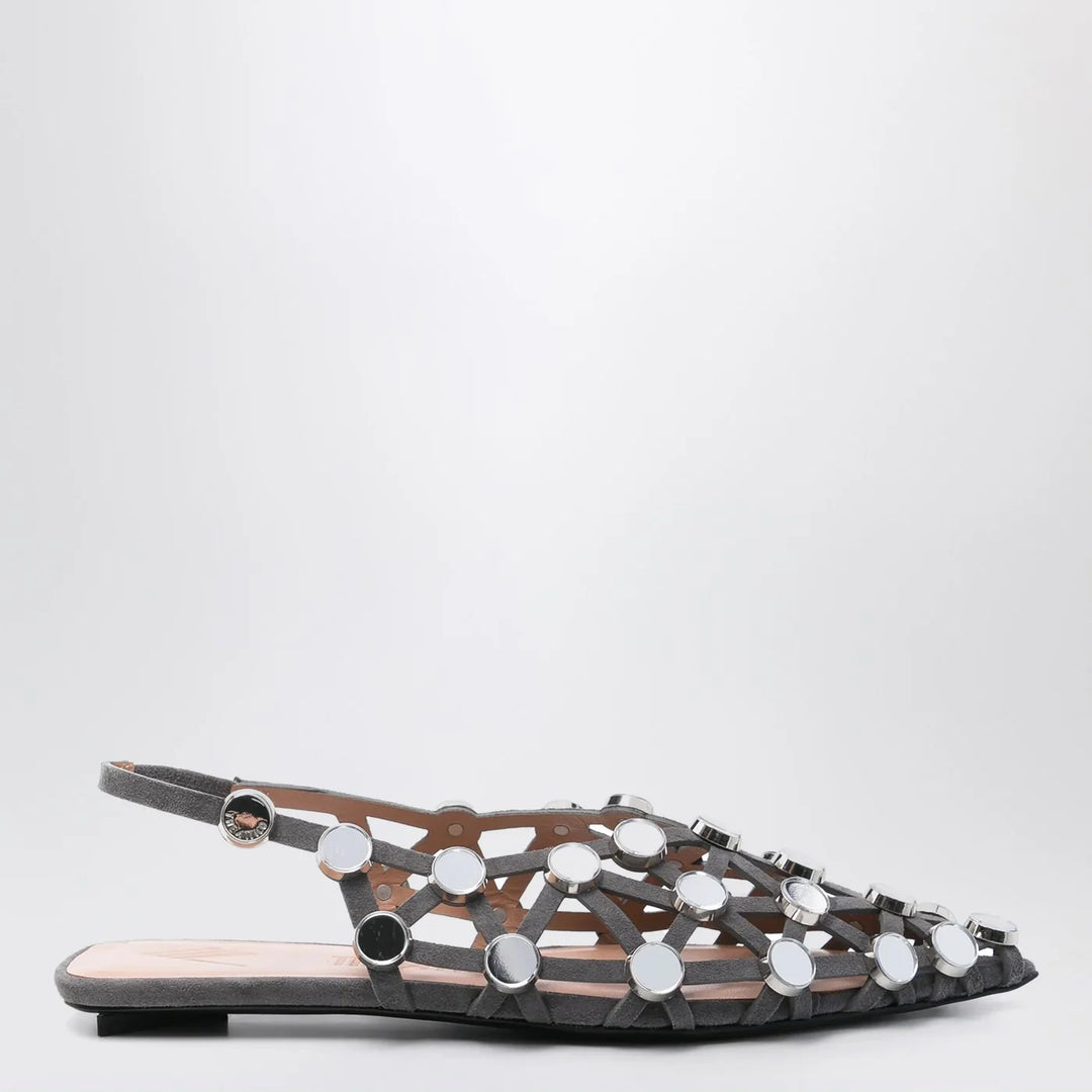 The Attico - Dark grey Grid ballerina