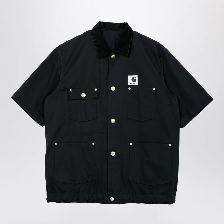 Sacai x Carhartt WIP - Black short-sleeve cotton canvas shirt