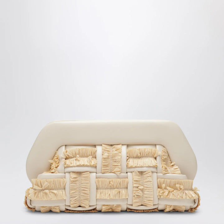 THEMOIRè - Tia clutch in butter color with raffia inserts