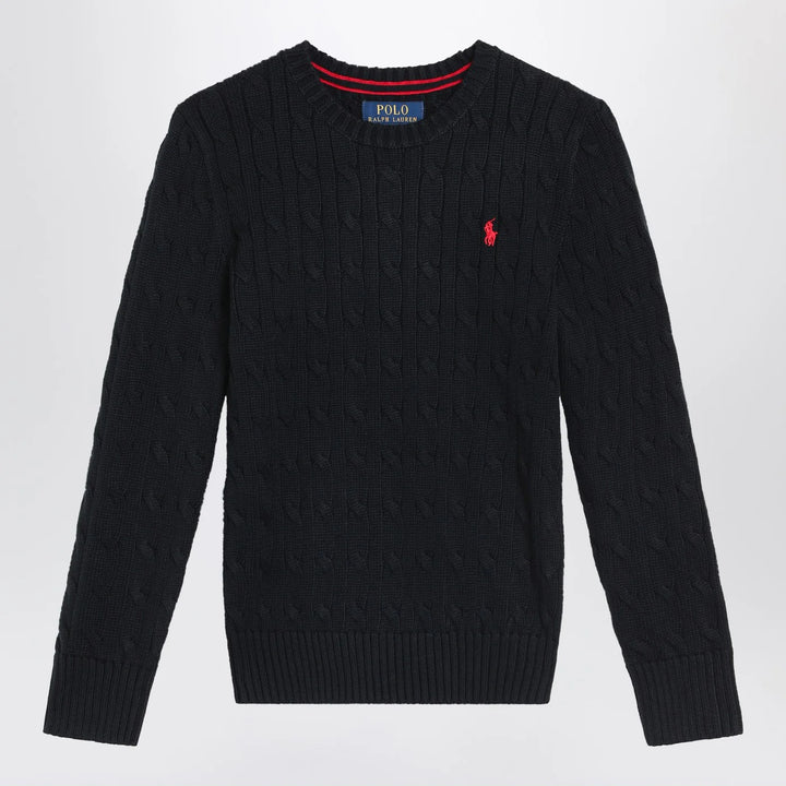 Polo Ralph Lauren - Black cable-knit crewneck sweater