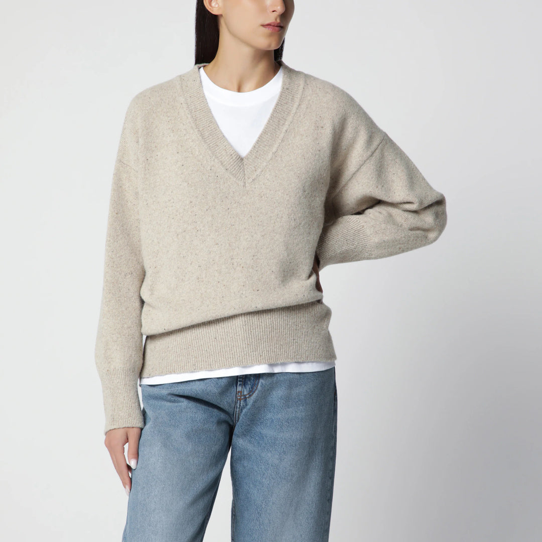 Róhe - Beige mélange wool-blend sweater