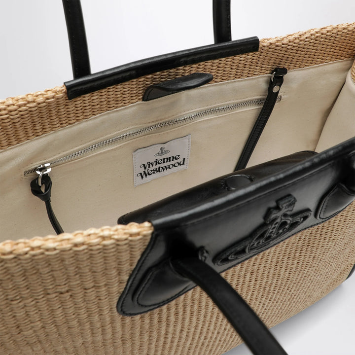 Vivienne Westwood - Troy tote bag in raffia-effect fabric, natural