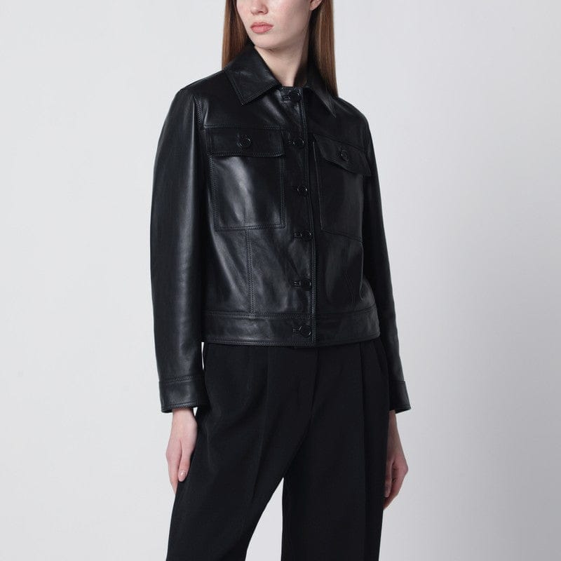 #N/A Salvatore Santoro - Black cropped leather jacket - 46 IT Brand