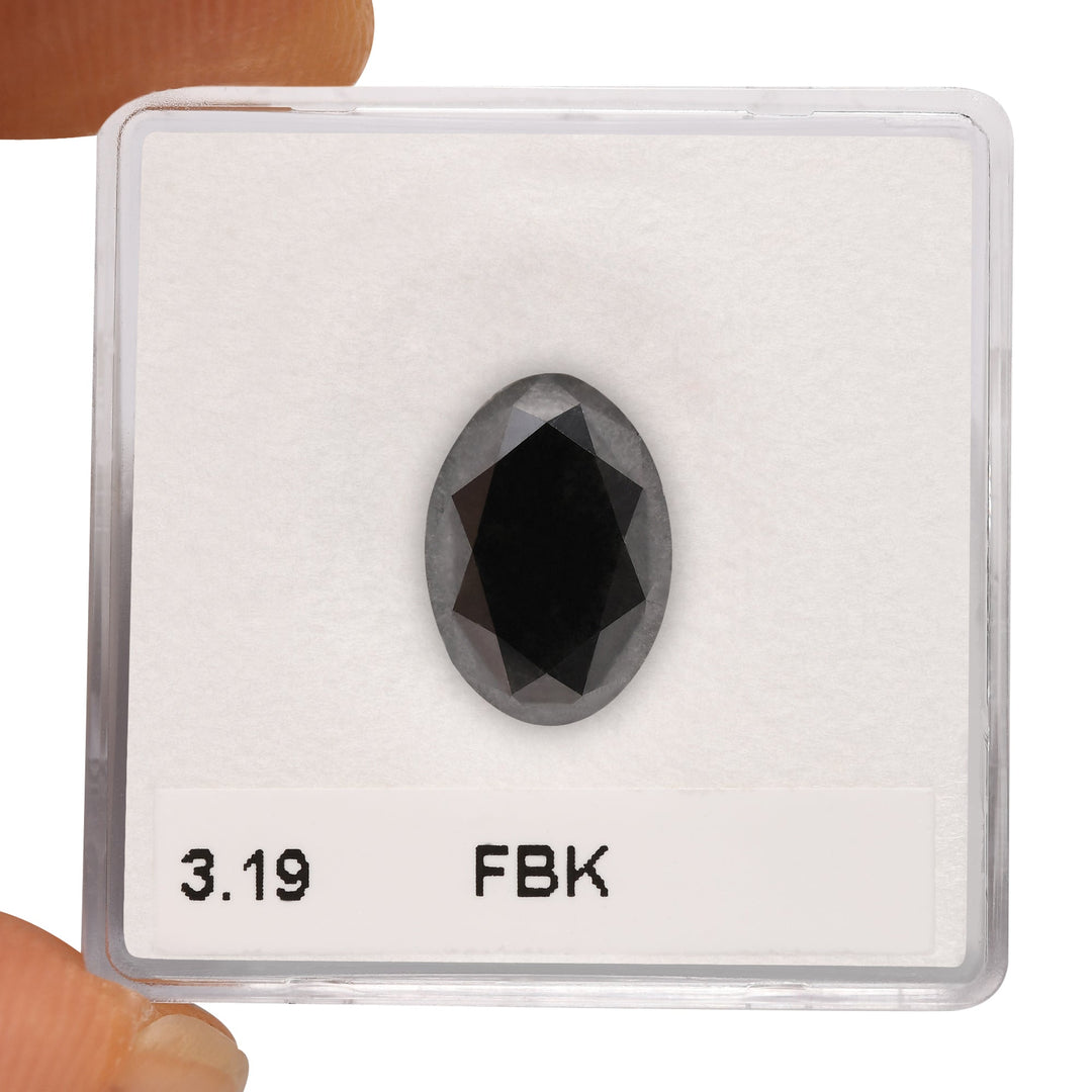 3.19 Carat Fancy Black Oval Diamond GIA