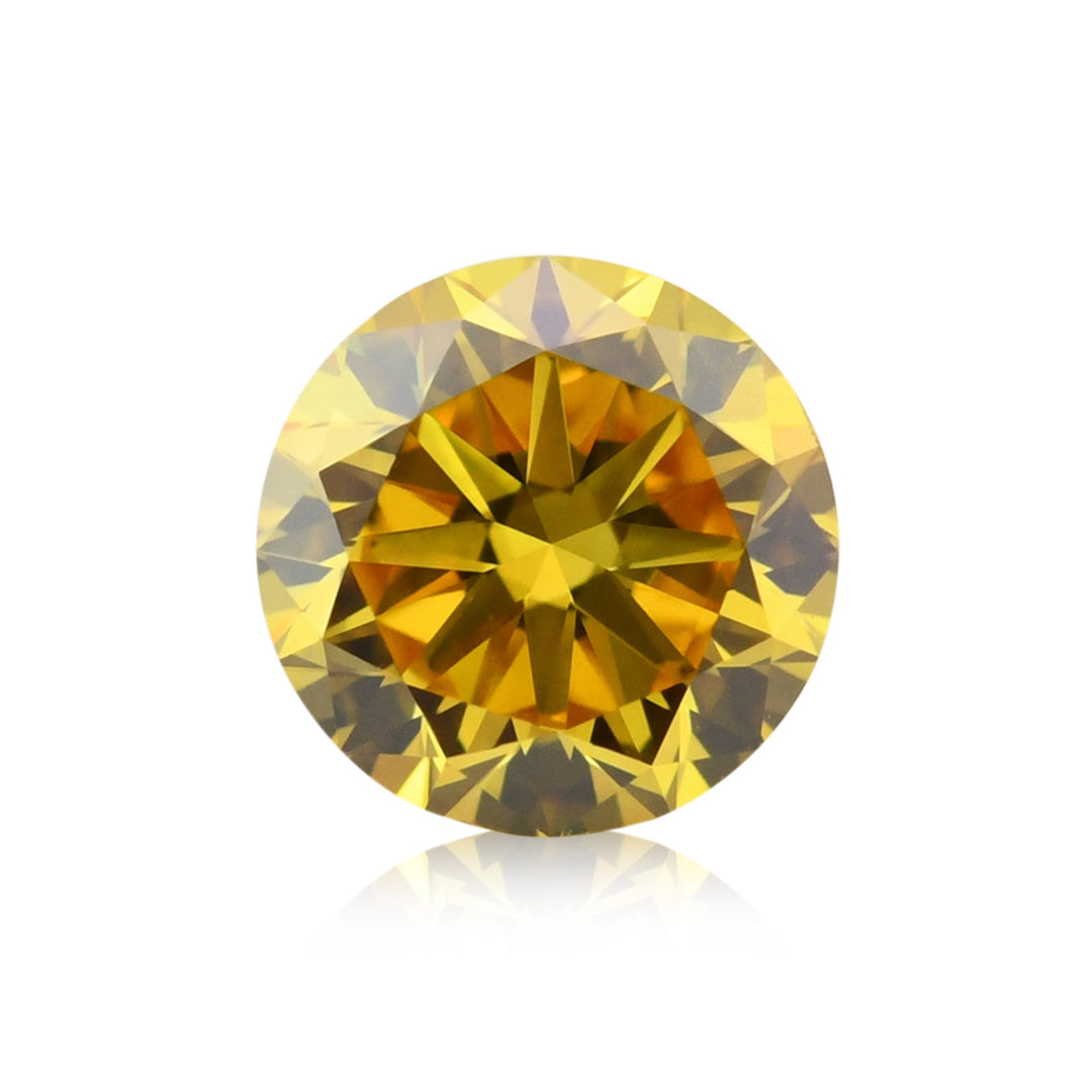 0.50 Carat Fancy Vivid Orangy Yellow Round Brilliant Diamond VS2 GIA