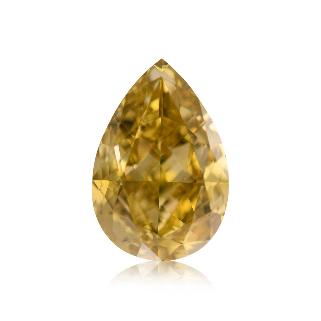 4.00 Carat Fancy Deep Brownish Yellow Pear Diamond SI1 GIA