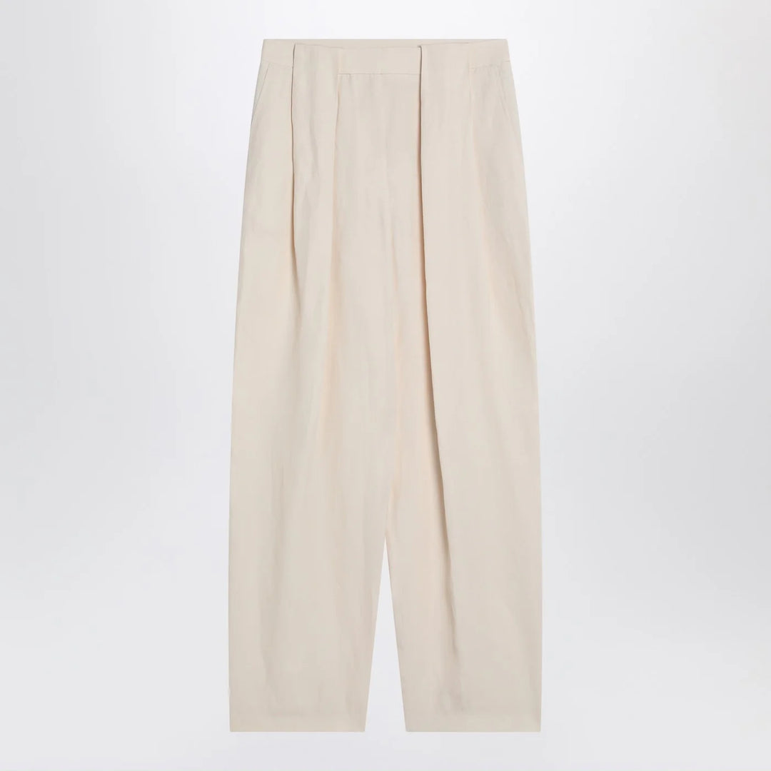 Stella McCartney - Wide butter-coloured pants in linen blend