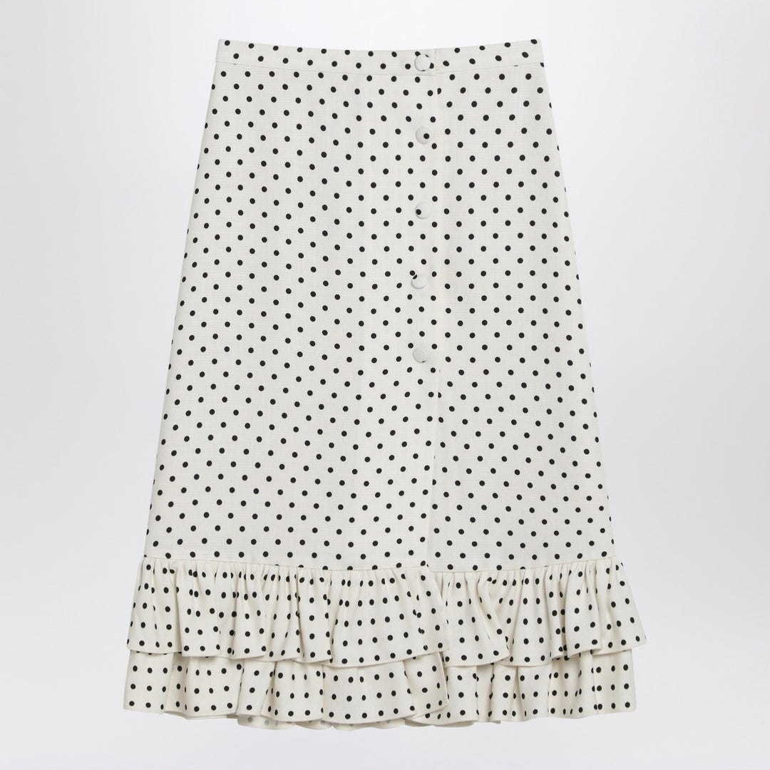 Valentino Ivory polka-dot skirt with ruffles