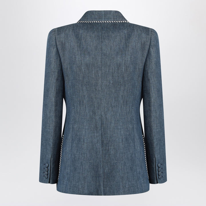 Valentino Double-breasted blue jacket in chambray denim