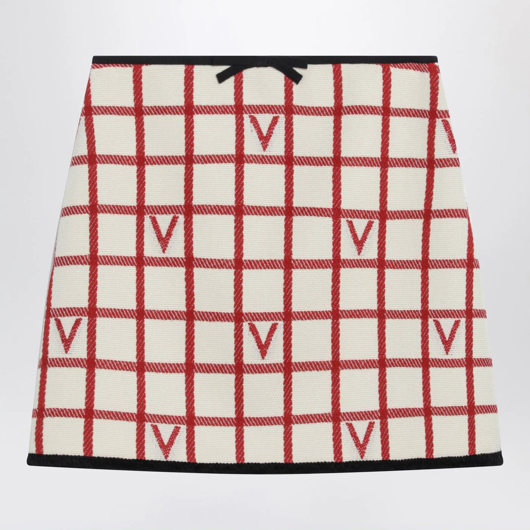 Valentino - Ivory skirt with Check Vlogo pattern