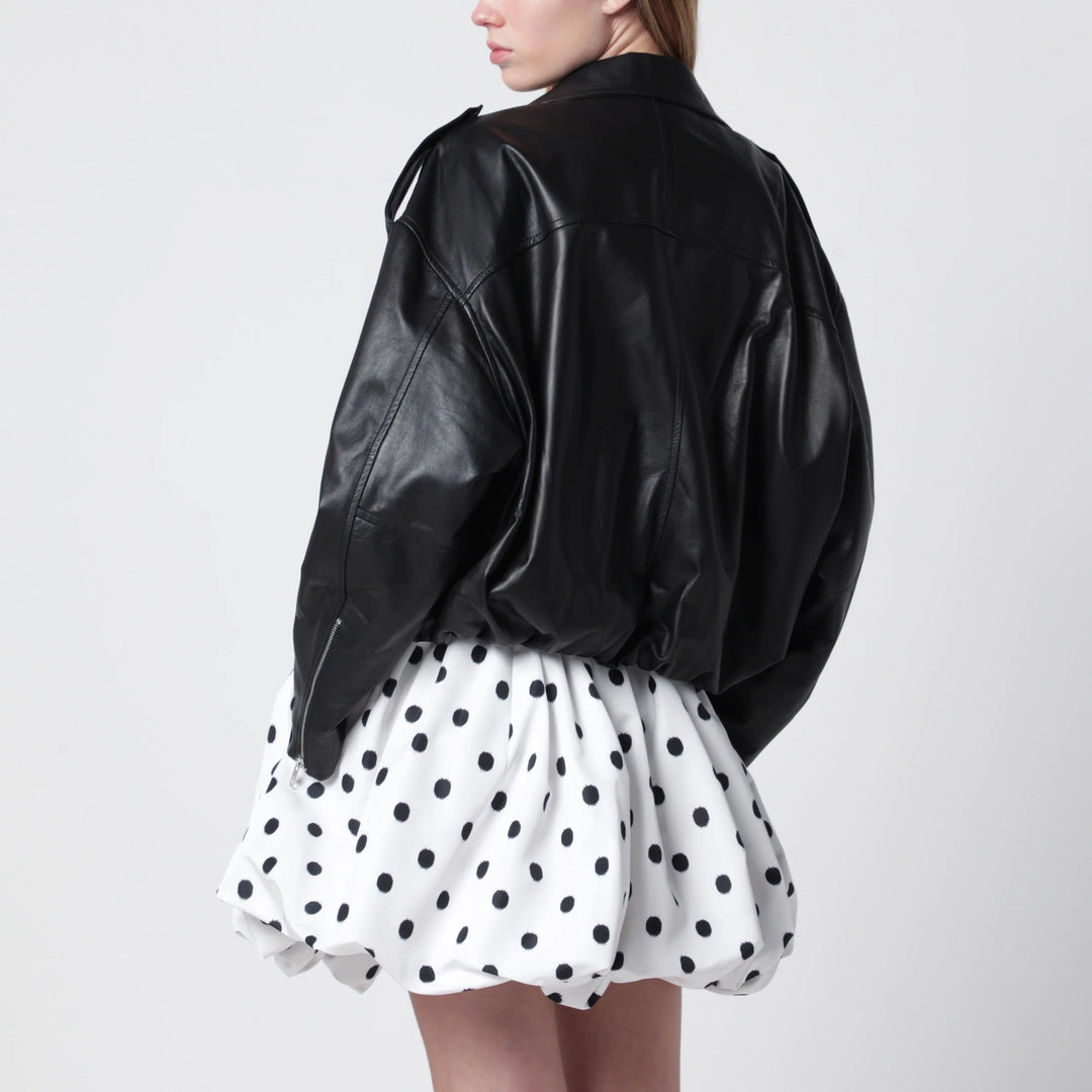Sword 6644 - Black balloon leather bomber jacket