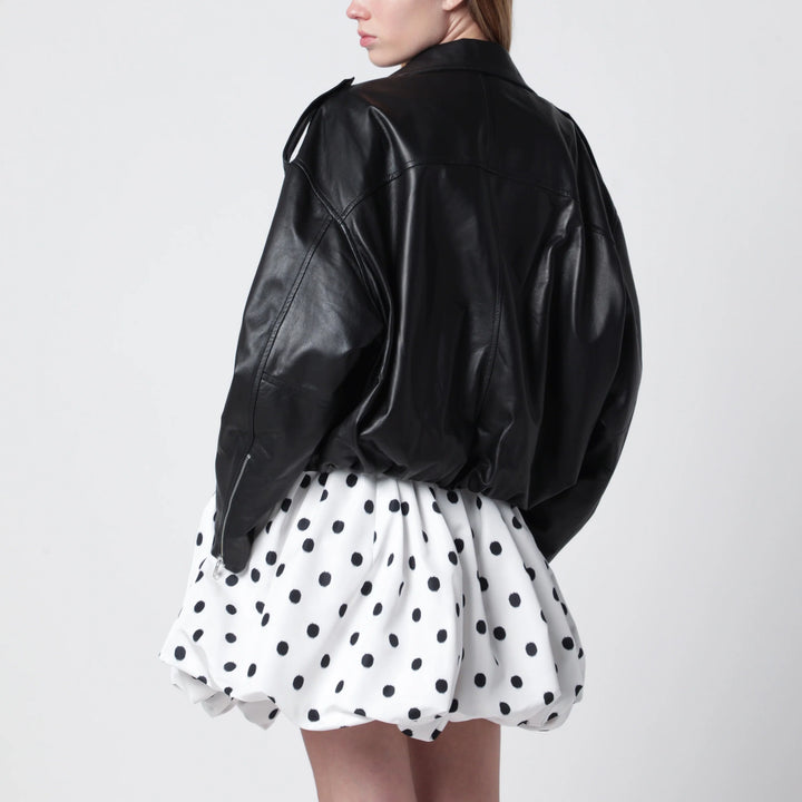 Sword 6644 - Black balloon leather bomber jacket