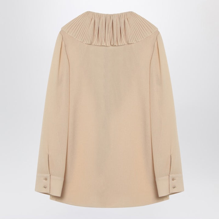 Saint Laurent Beige ruffled blouse in silk