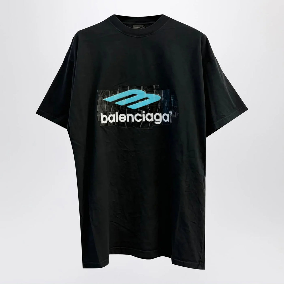 Balenciaga - Oversized washed black 3B T-shirt