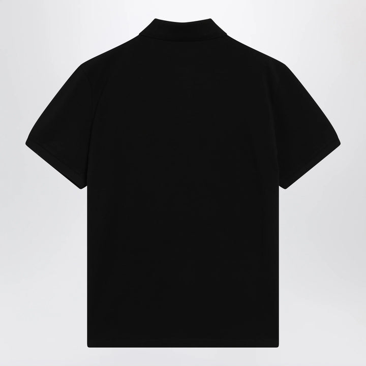 Moncler - Black cotton piqué polo shirt with logo