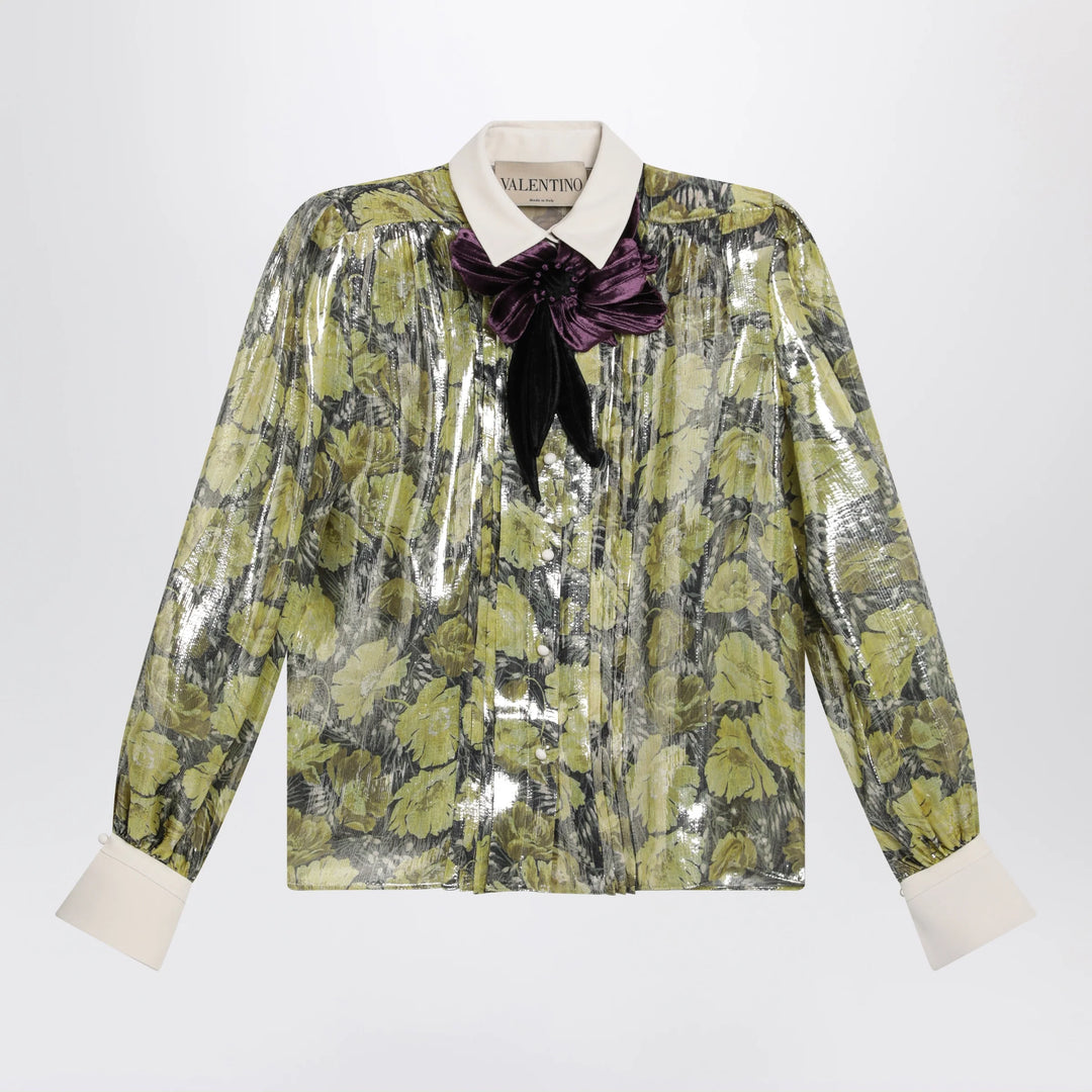 Valentino - Shirt in lurex with Après L’Hiver Poppies print