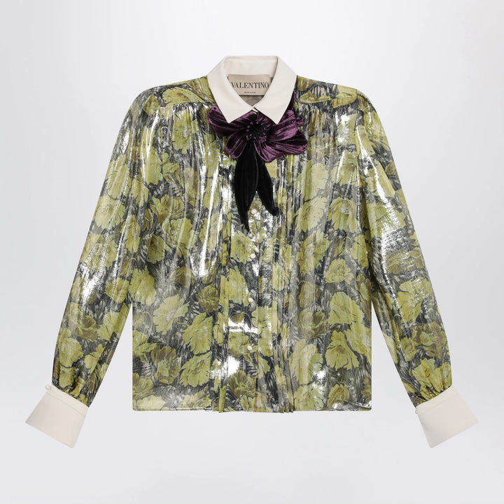 Valentino - Shirt in lurex with Après L’Hiver Poppies print