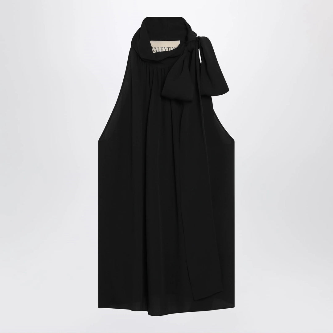 Valentino - Black silk top with neck bow