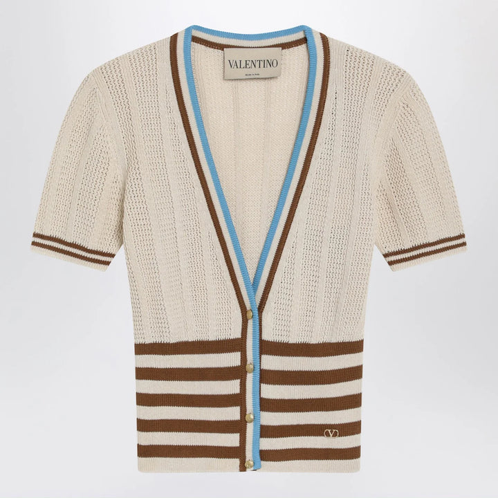 Valentino - Openwork striped cotton cardigan
