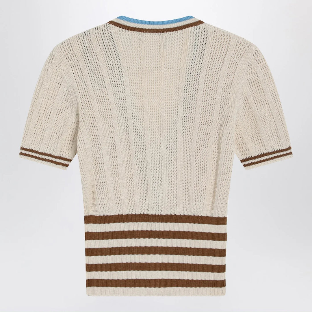 Valentino - Openwork striped cotton cardigan