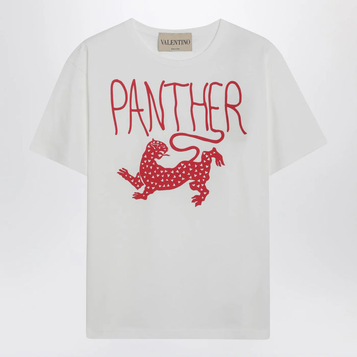 Valentino - Ivory T-shirt with Panther print