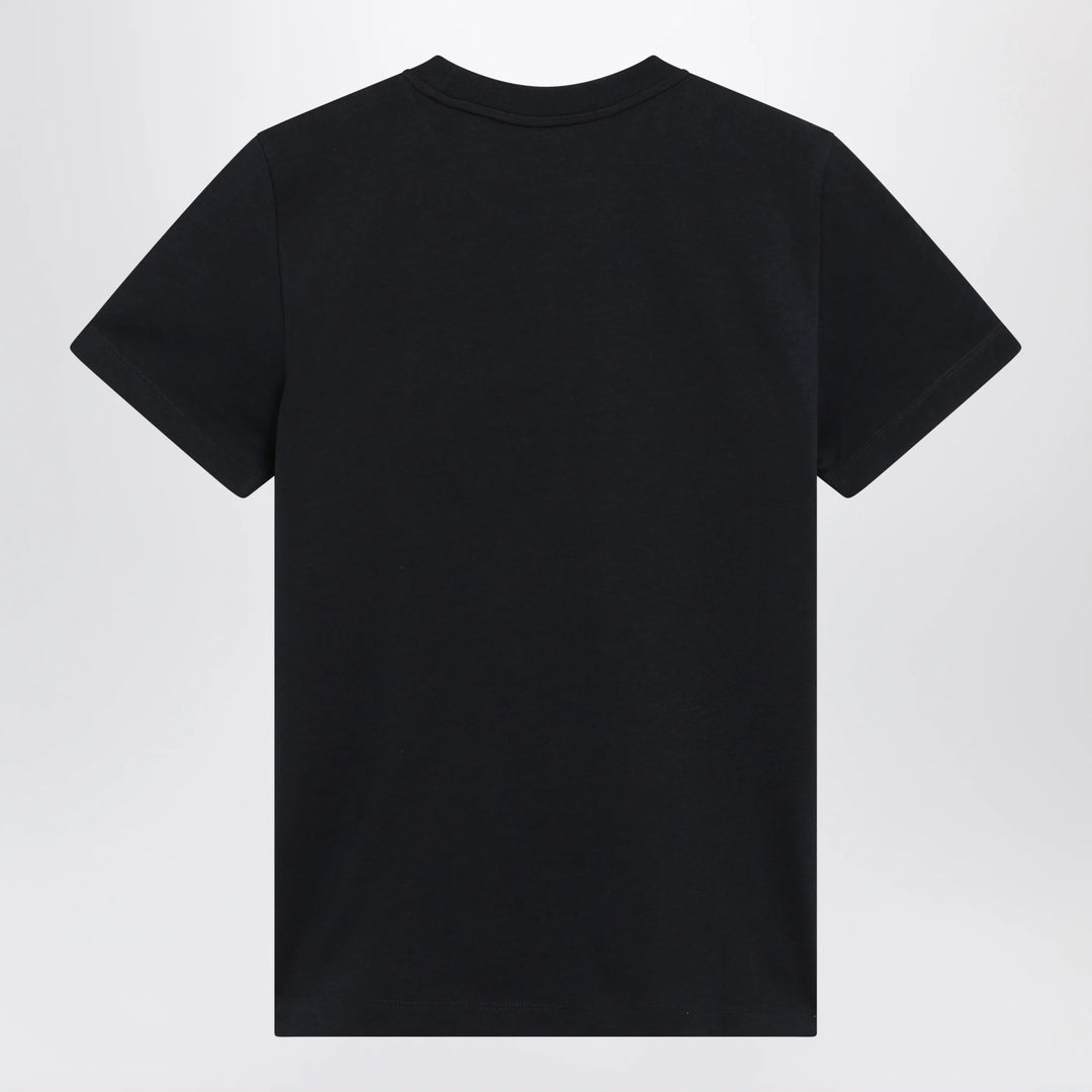 Moncler - Navy blue T-shirt with logo embroidery