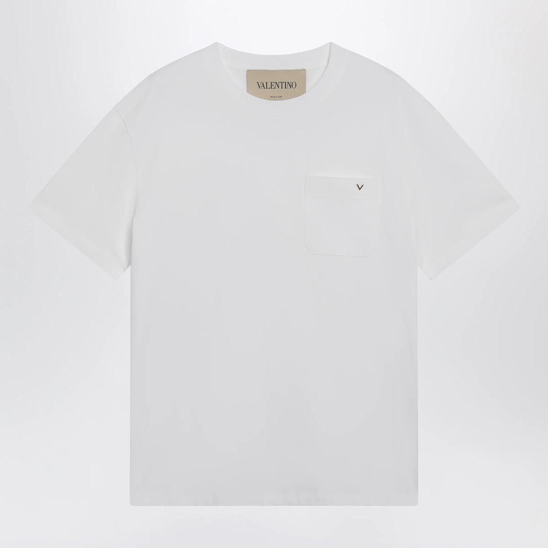 Valentino - White cotton T-shirt with VGold