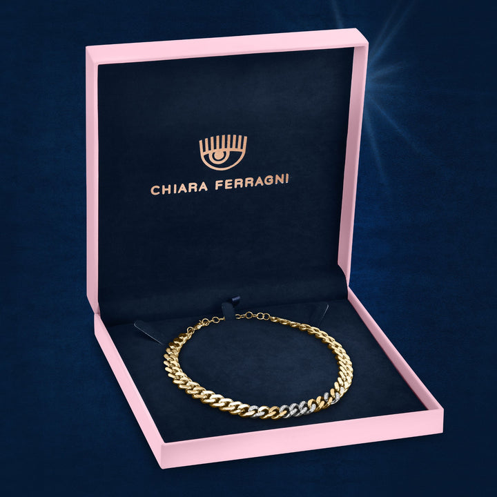 Chiara Ferragni Chain Collection Big Chain White Stone Necklace