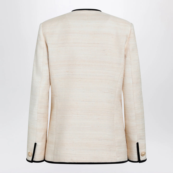 Valentino - Milk-honey coloured silk and linen jacket