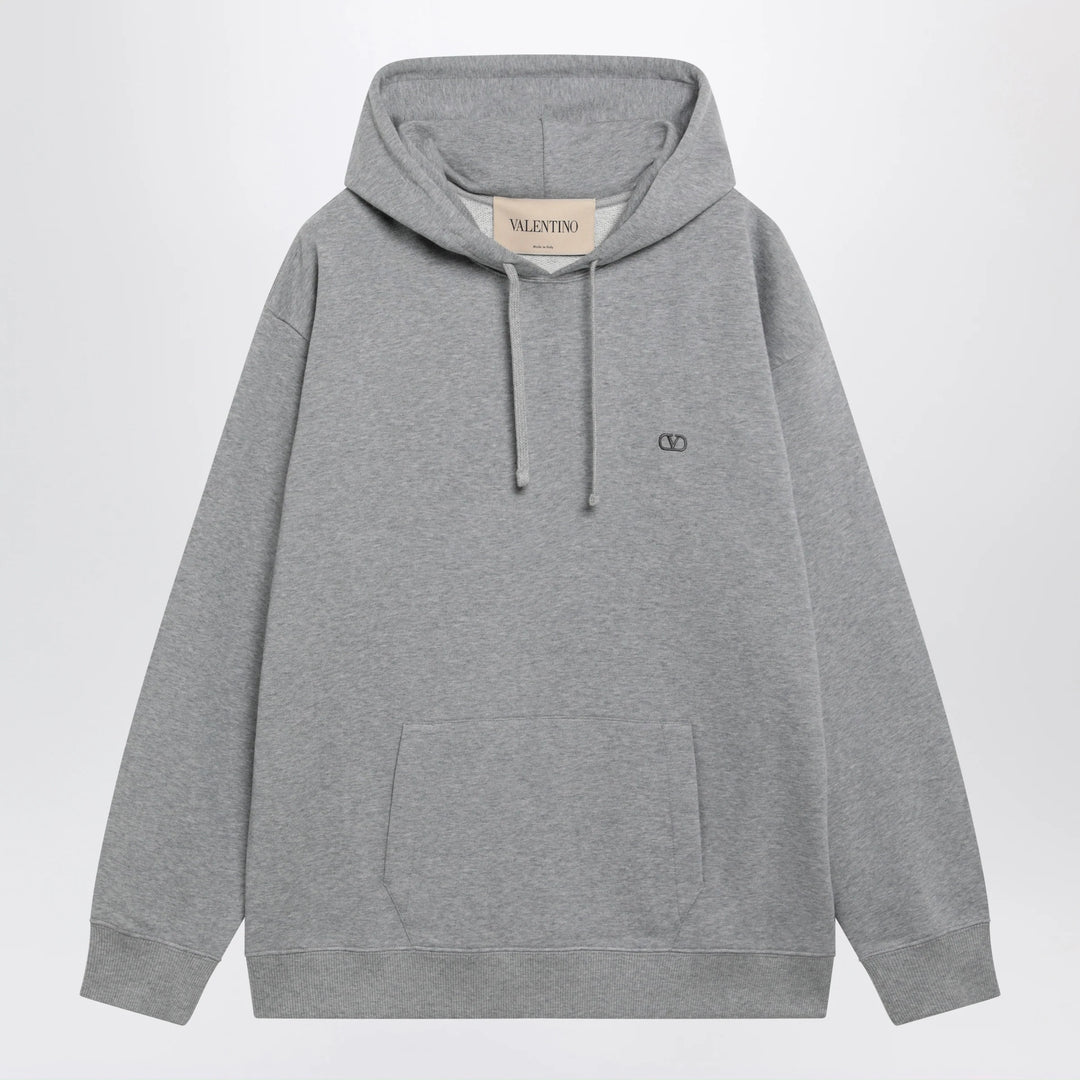 Valentino - Mélange gray hoodie with Vlogo embroidery