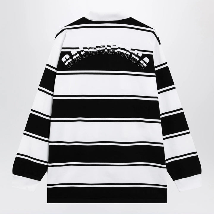 Balenciaga - Black/white striped cotton polo shirt