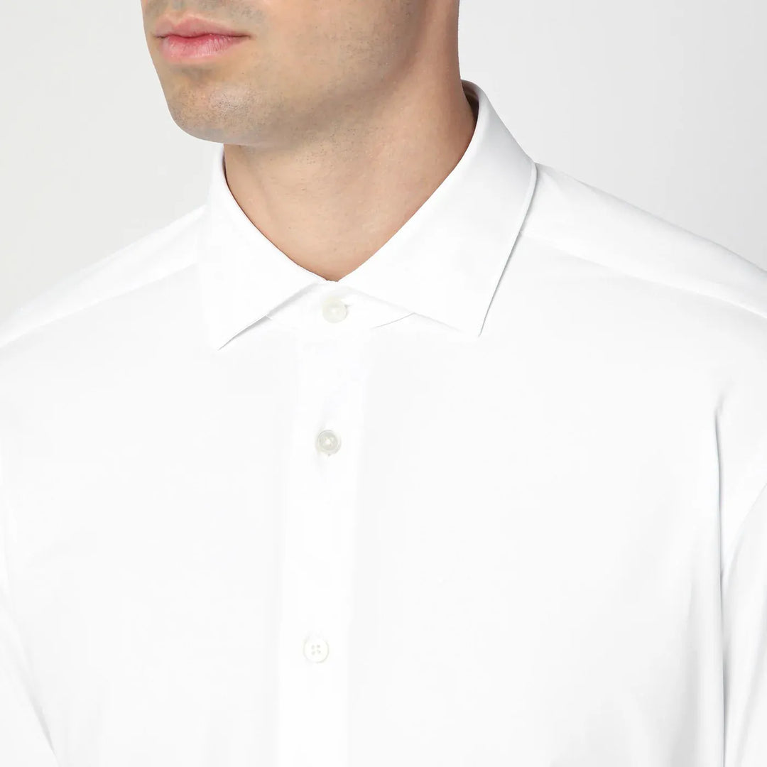 XACUS - White slim-fit twill Active shirt Brand Shirts &amp; Tops 43