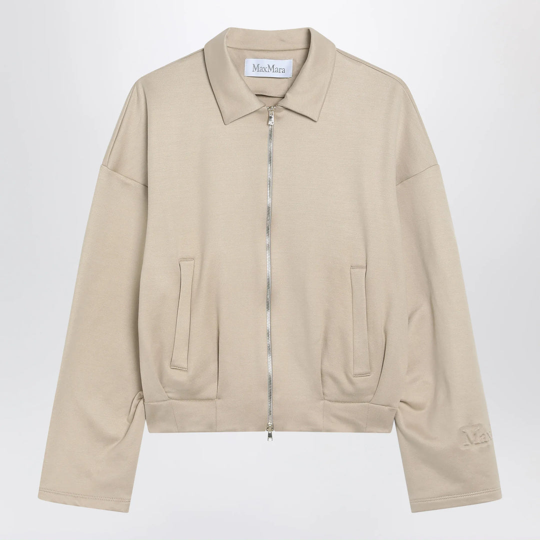 Max Mara - Beige cropped sweatshirt in silk blend