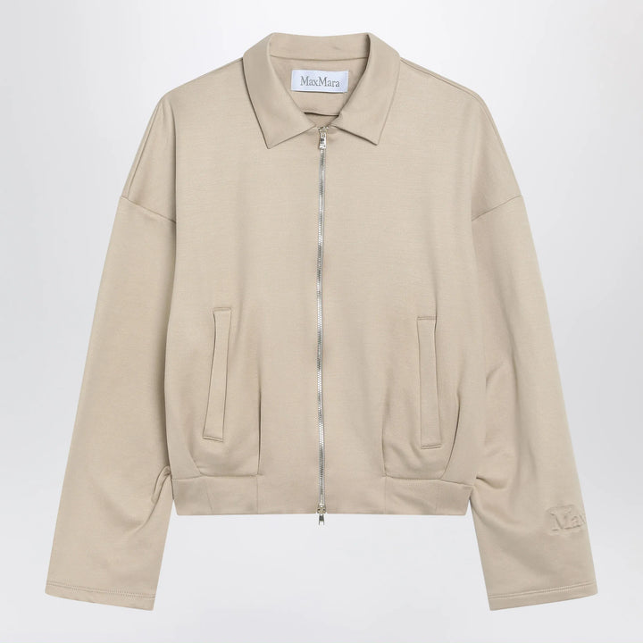 Max Mara - Beige cropped sweatshirt in silk blend