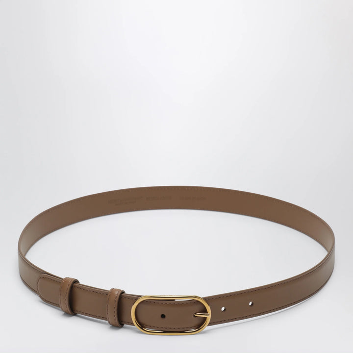 Dolce&amp;Gabbana - Palmellated calfskin logo belt in caramel