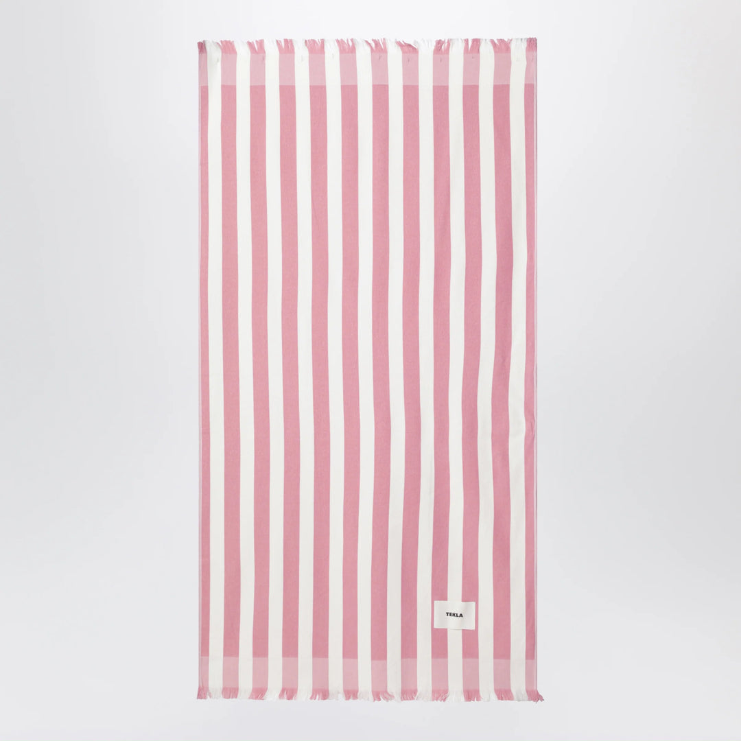 Tekla - Pink/white striped beach towel