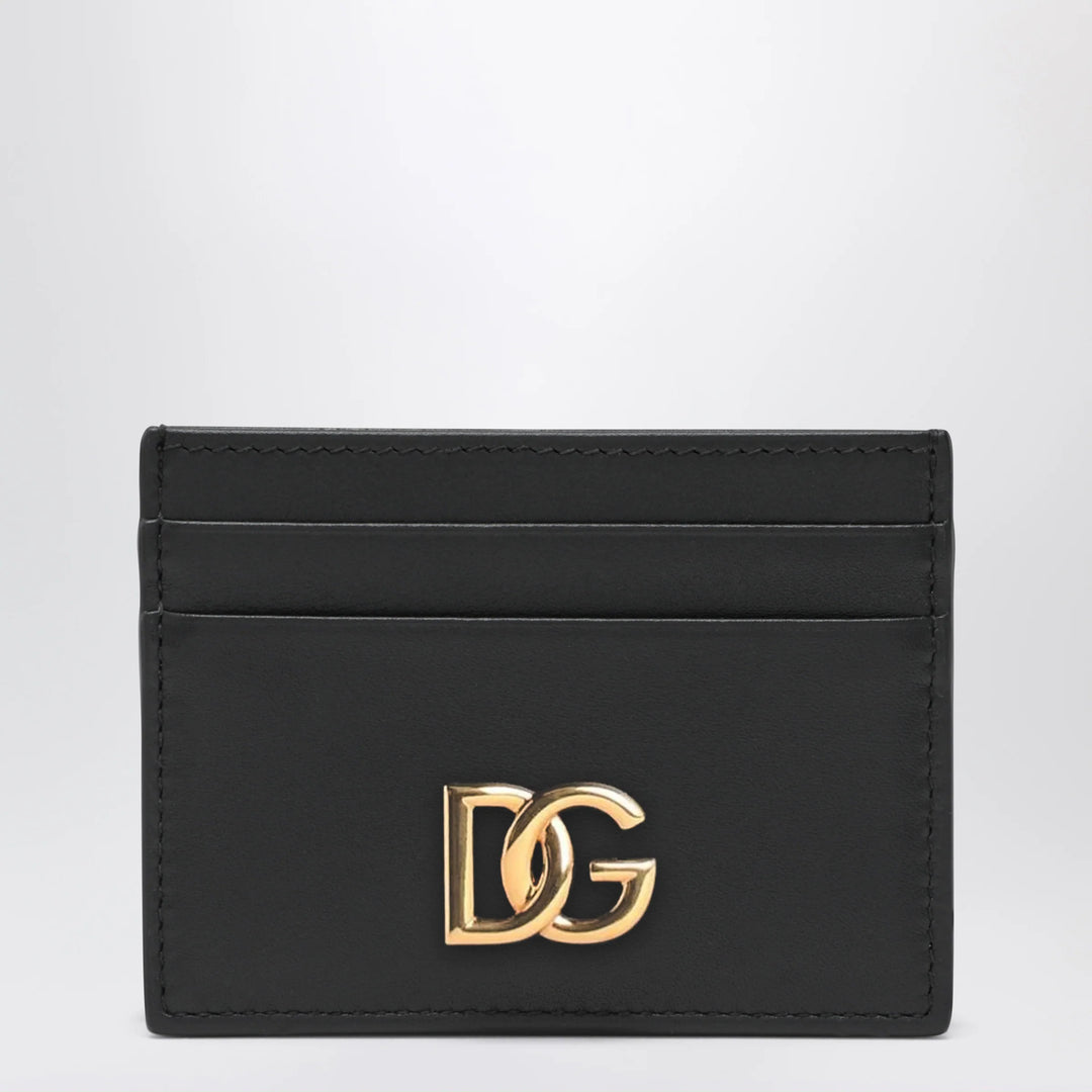 Dolce&amp;Gabbana - Black leather card holder with DG logo