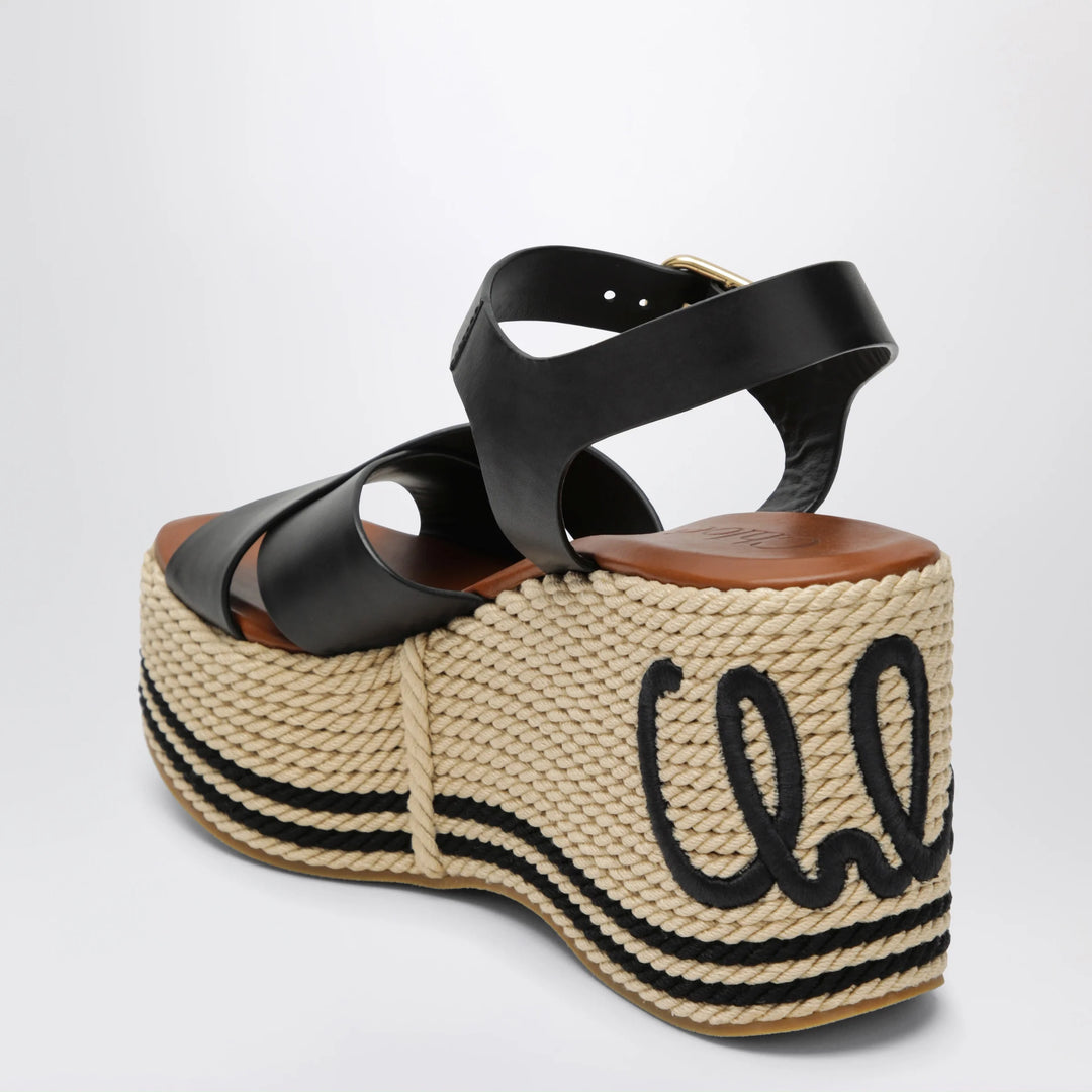 Chloé - Sand wedge sandals in calfskin leather in black
