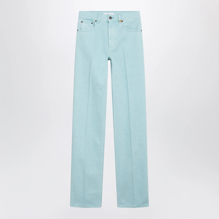 Chloé - Straight jeans in turquoise organic cotton denim