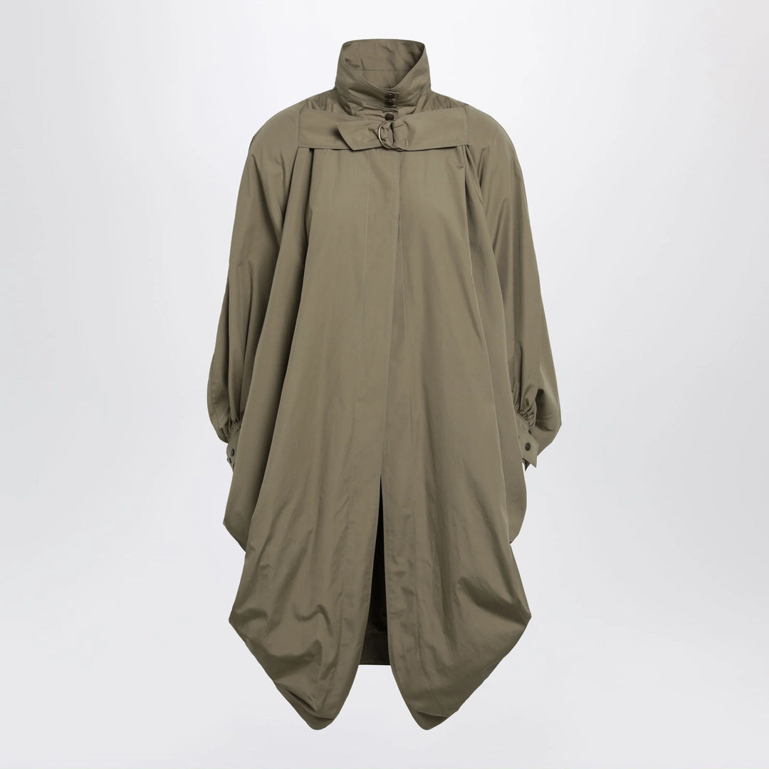 Chloé - Oversized cape coat in olive green poplin