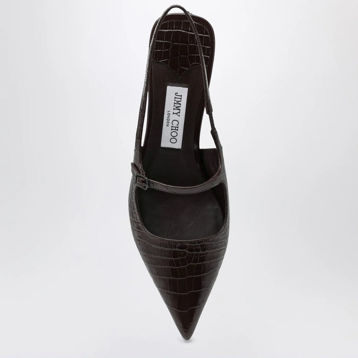 Jimmy Choo - Didi 45 brown crocodile effect neckline