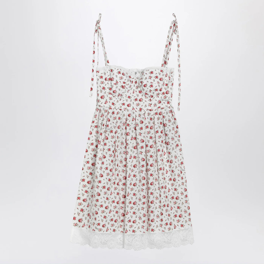Dolce&amp;Gabbana - White mini dress with Roselline print