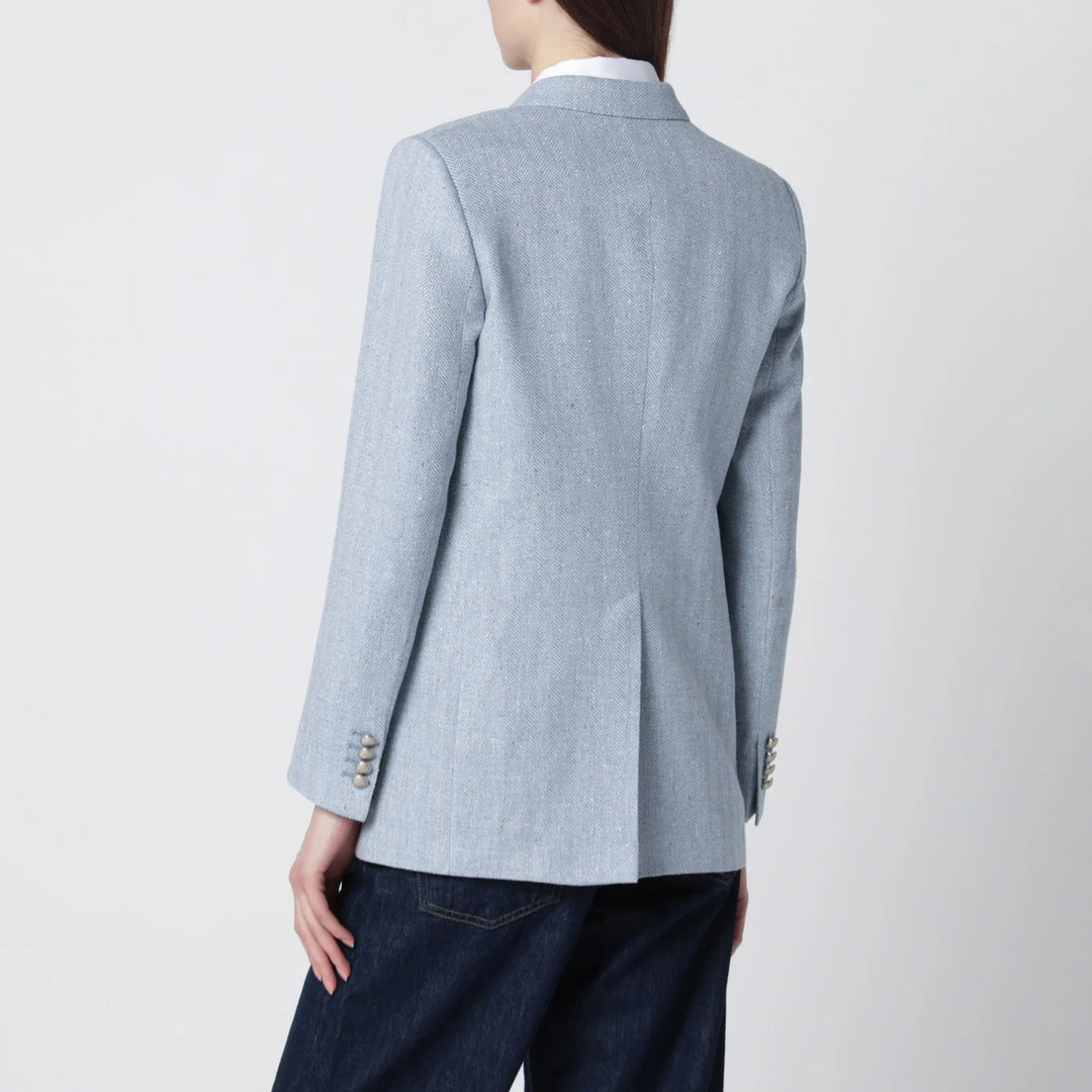 Tagliatore - Light blue double-breasted cotton-blend jacket