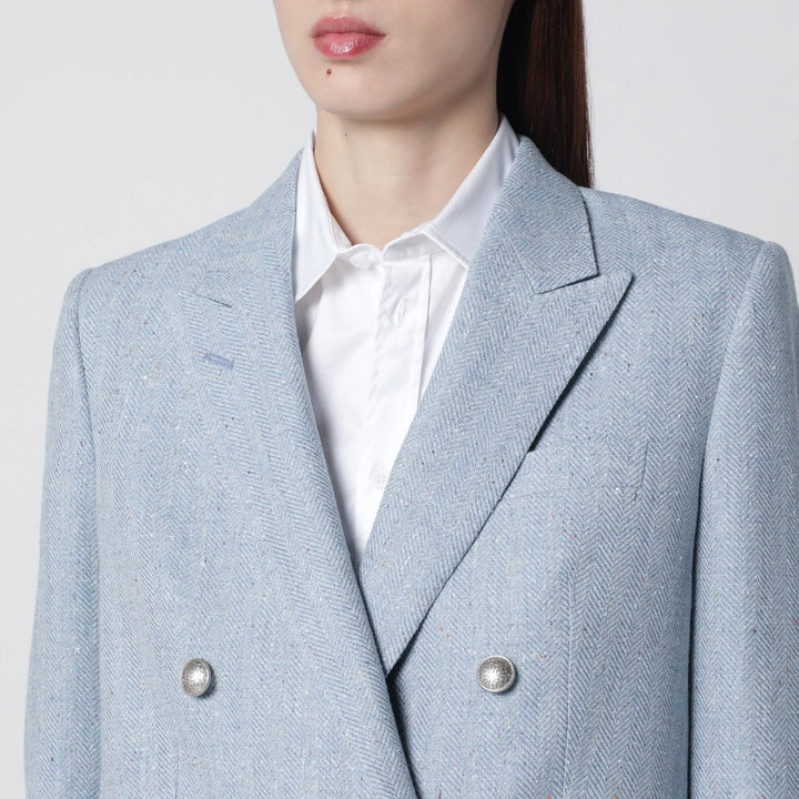 Tagliatore - Light blue double-breasted cotton-blend jacket